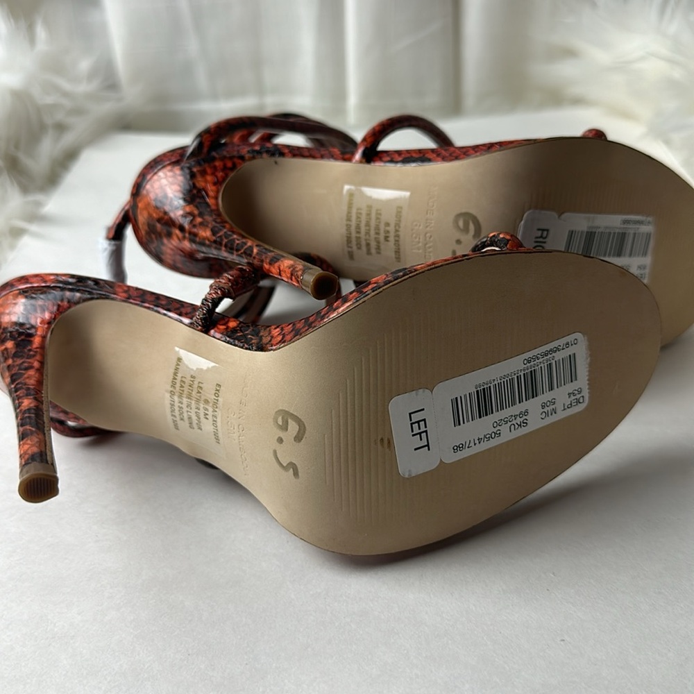 Steve Madden Exotica Orange Snake Print Heels - Picture 7 of 8